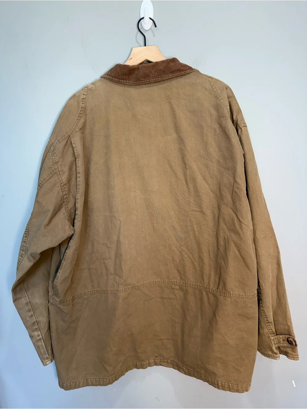 Faded Glory Canvas Chore Barn Coat Plaid Lined Corduroy Collar Men’s L